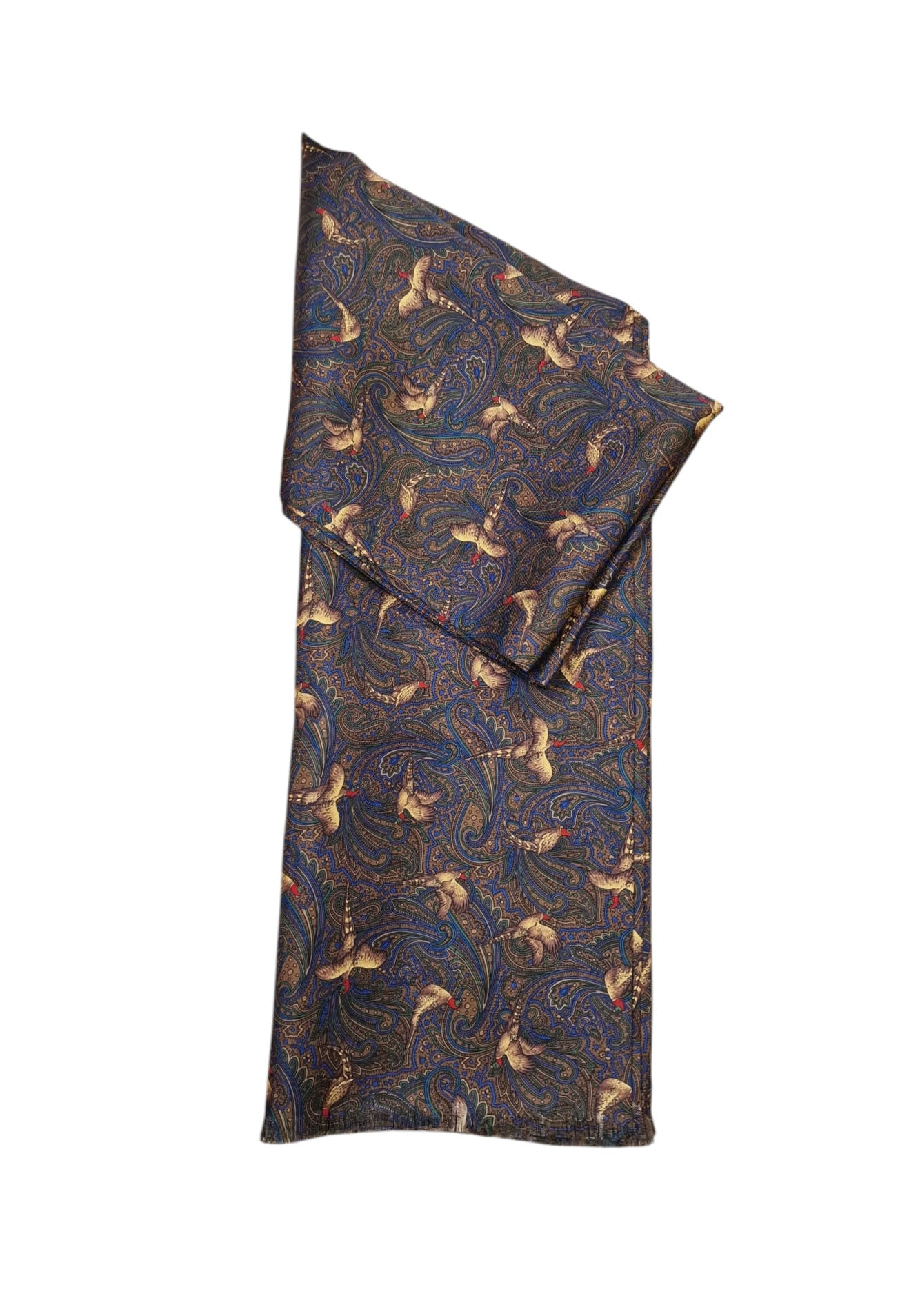 Pure Silk Pheasant Paisley Full Length Scarf – Brown image 0