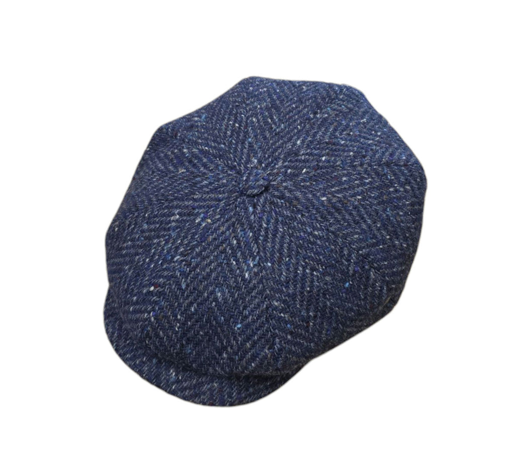 City Sport Leyton Baker Boy Cap – Blue Fleck Herringbone Donegal Tweed image 0