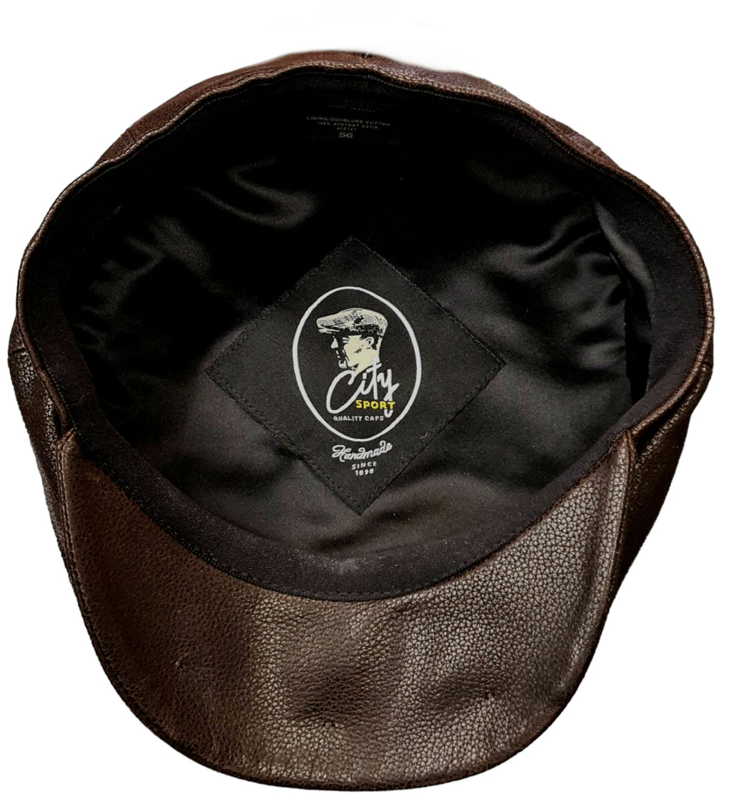 City Sport Fulham Urban Baker Boy Cap – Brown Grained Leather image 1