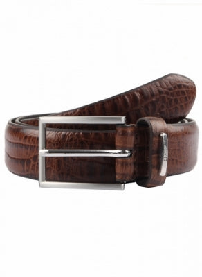 Dents Leather Croc Print Belt - Brown image 0