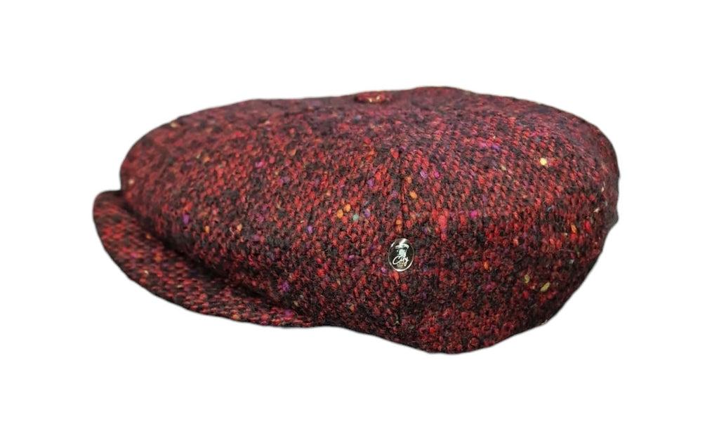 City Sport Leyton Baker Boy Cap – Red/Black Salt n Pepper Donegal Tweed image 2