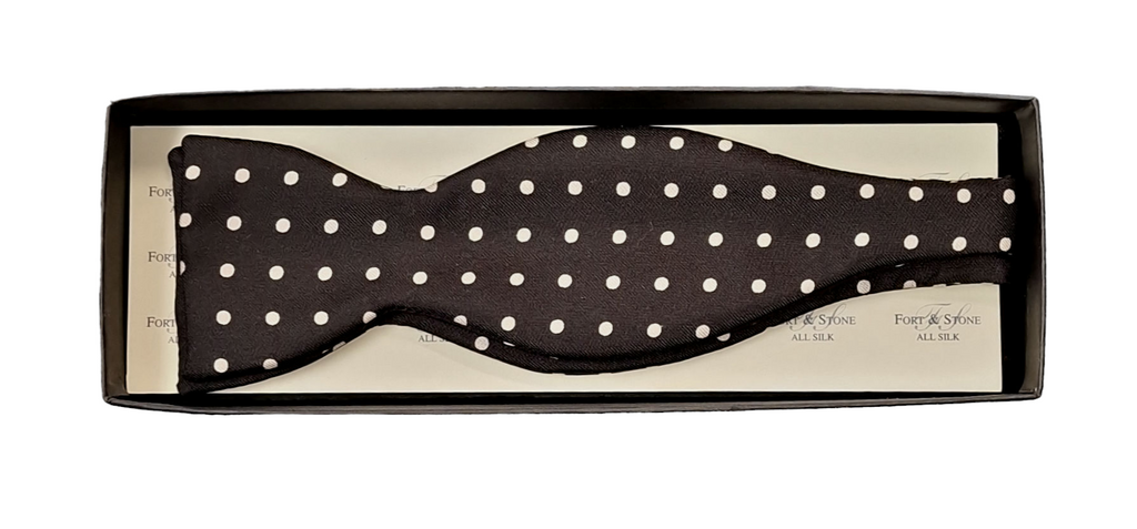 Pure Silk Bow Tie – Black Polka Dot image 0