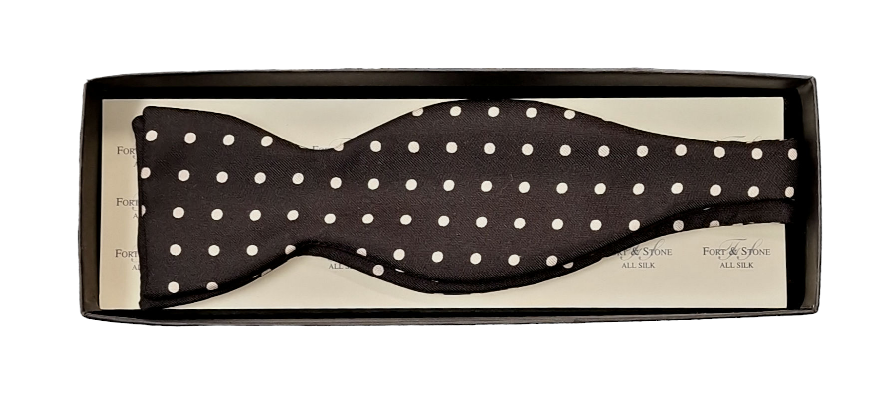 Pure Silk Bow Tie – Black Polka Dot image 0