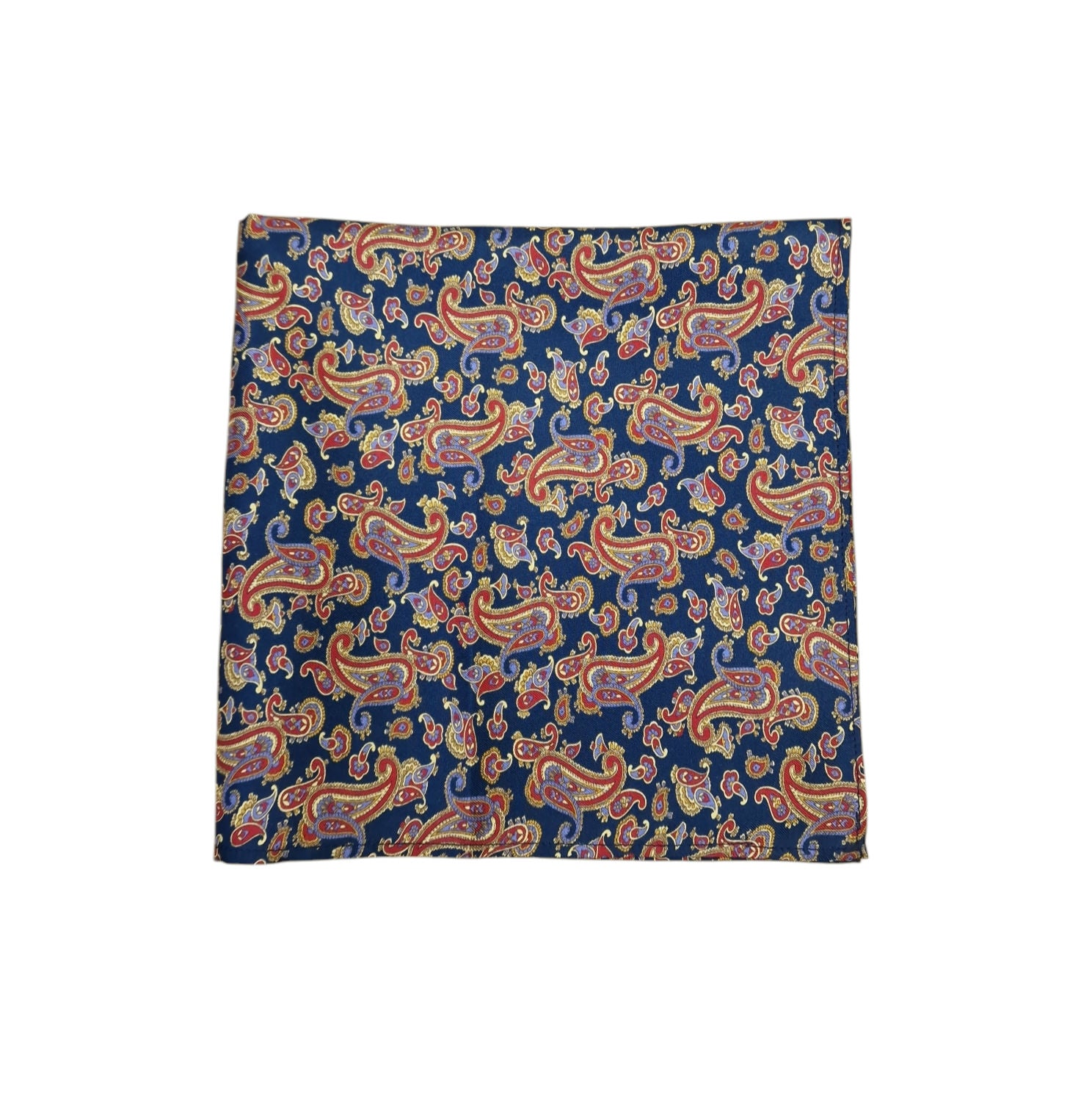Pure Silk Paisley Pocket Square – Navy image 0