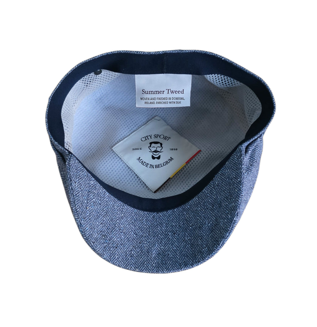 City Sport Fulham Urban Baker Boy Cap 100% Silk – Blue Herringbone image 1
