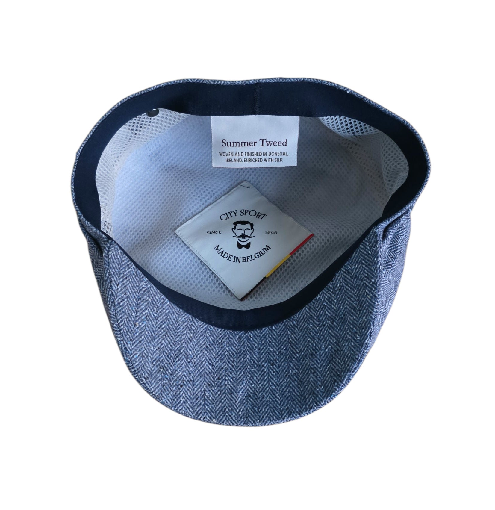 City Sport Fulham Urban Baker Boy Cap 100% Silk – Blue Herringbone image 1