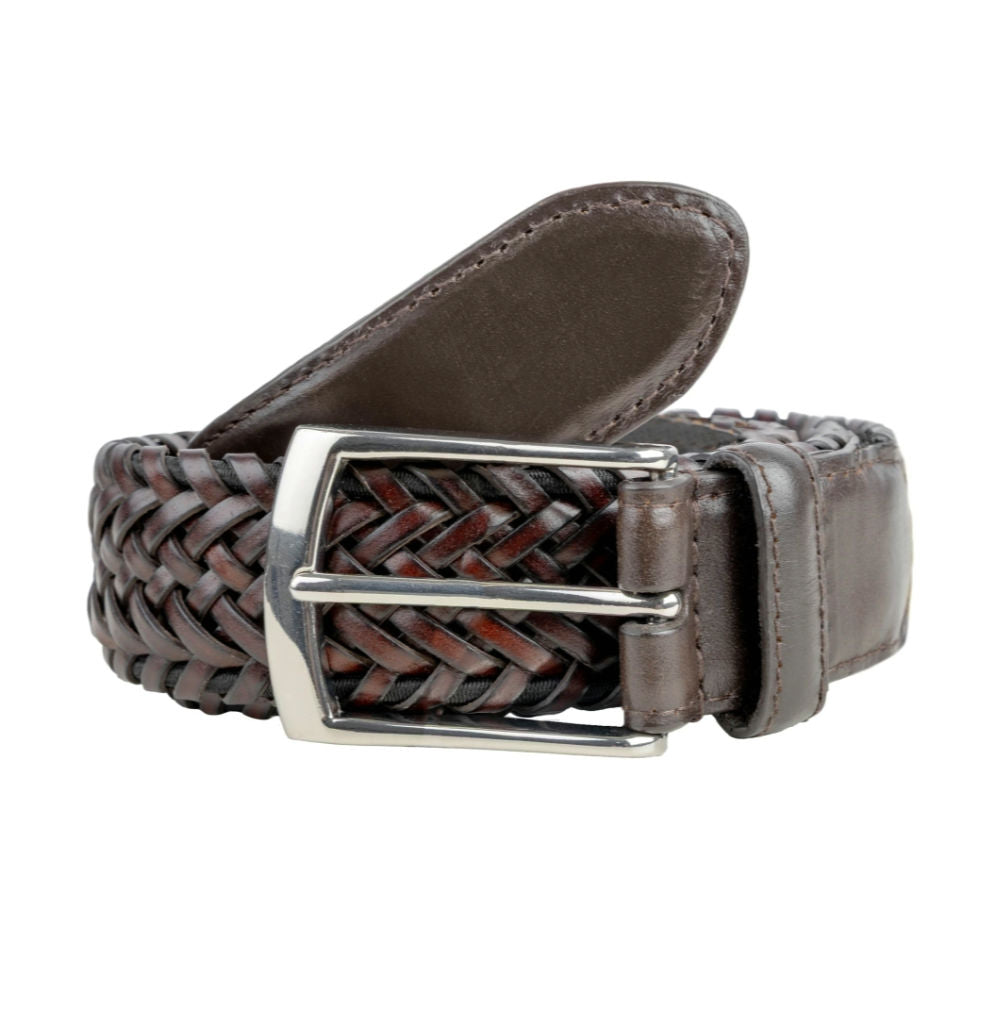 Dents Plaited Leather Belt - Brown image 0