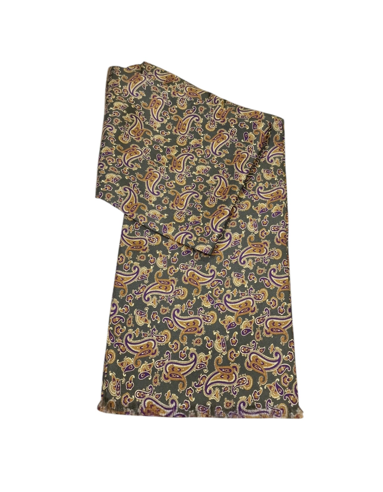 Pure Silk Short Scarf - Green Paisley image 0