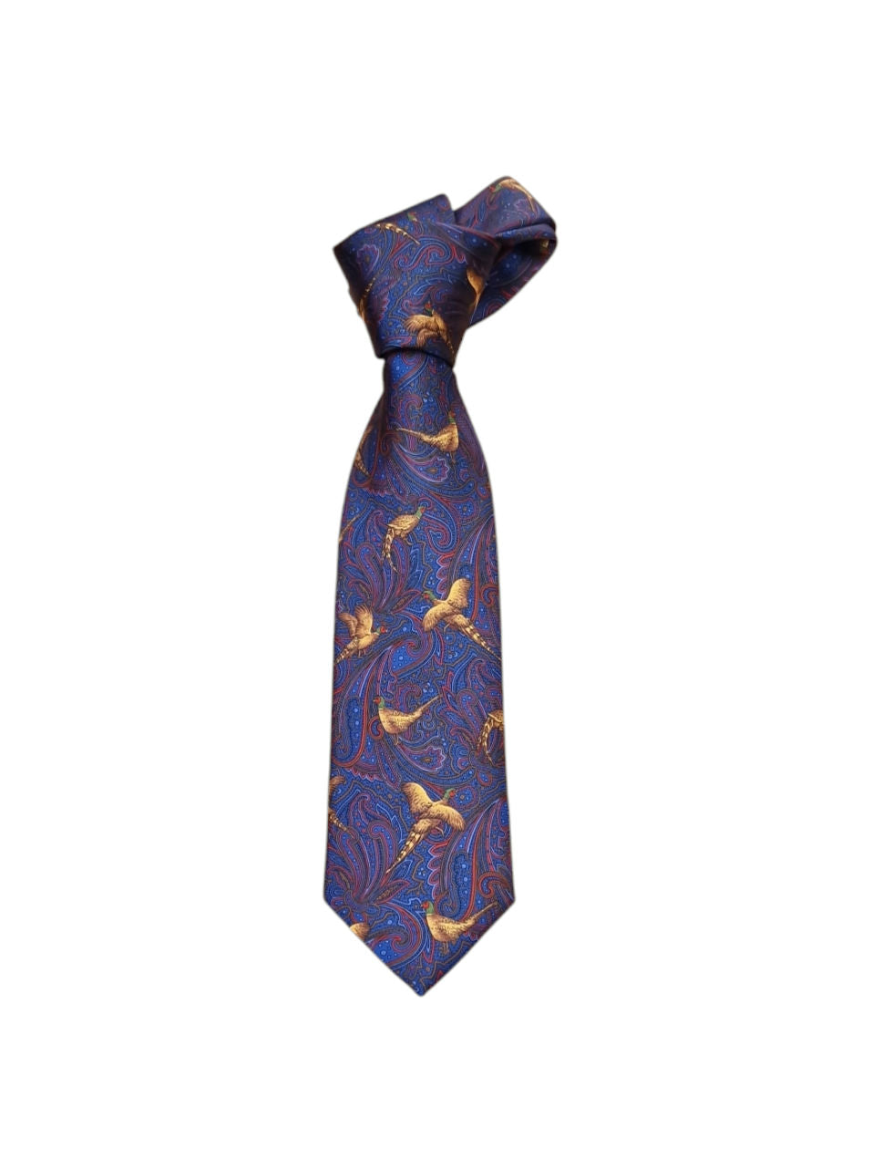 Pure Silk Pheasant Paisley Tie – Electric Blue image 0