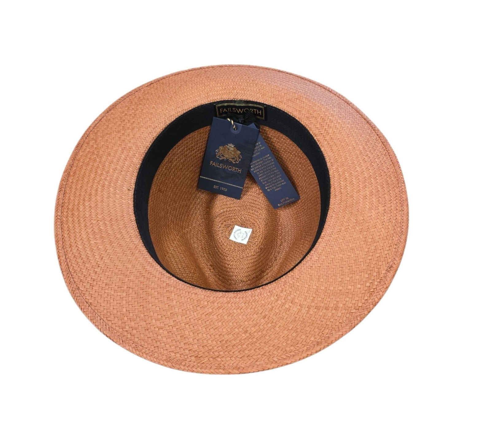 Failsworth Genuine Panama Fedora Hat – Tobacco with Brown Band image 1