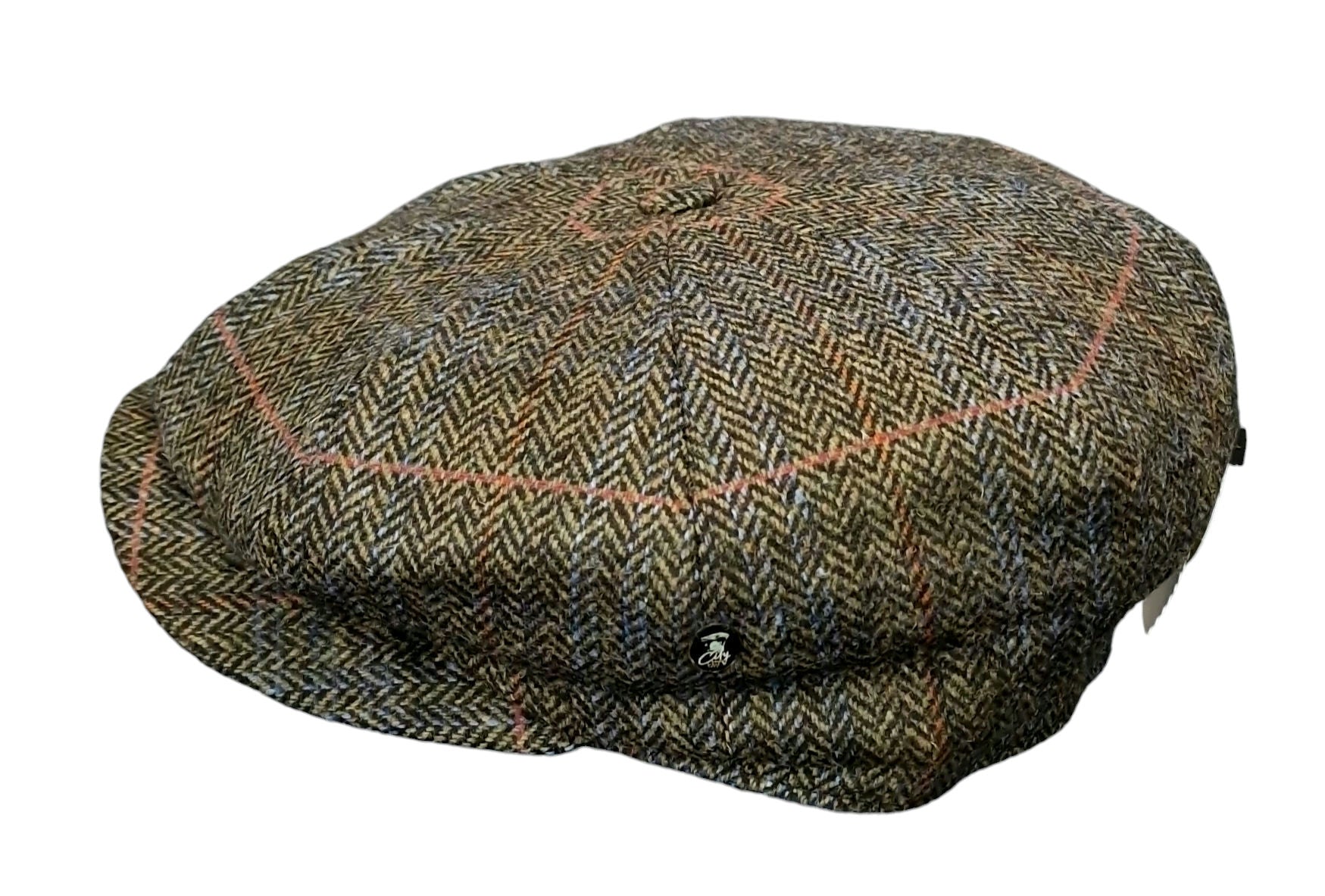 City Sport Fulham Urban Baker Boy Cap – Green Herringbone Wool image 2