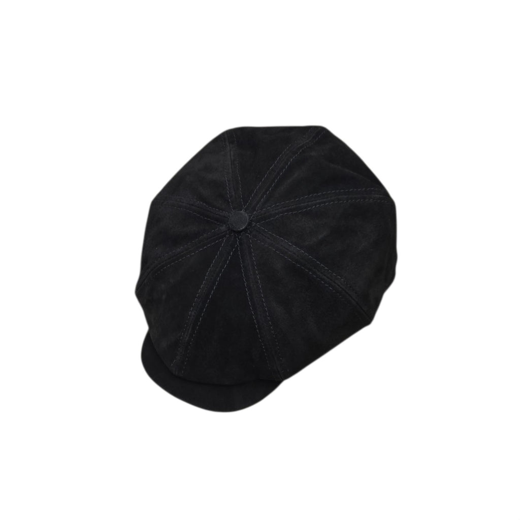 Herald and Heart Rutland Urban Baker Boy Cap - Black Suede Leather