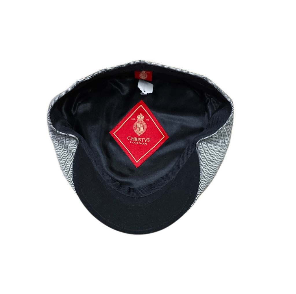 Christys' County Cap – White/Black Herringbone
