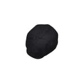 A black structured newsboy cap shown from a top-down view against a plain white background.