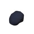 A dark navy blue flat cap shown from a three-quarters perspective on a plain white background.
