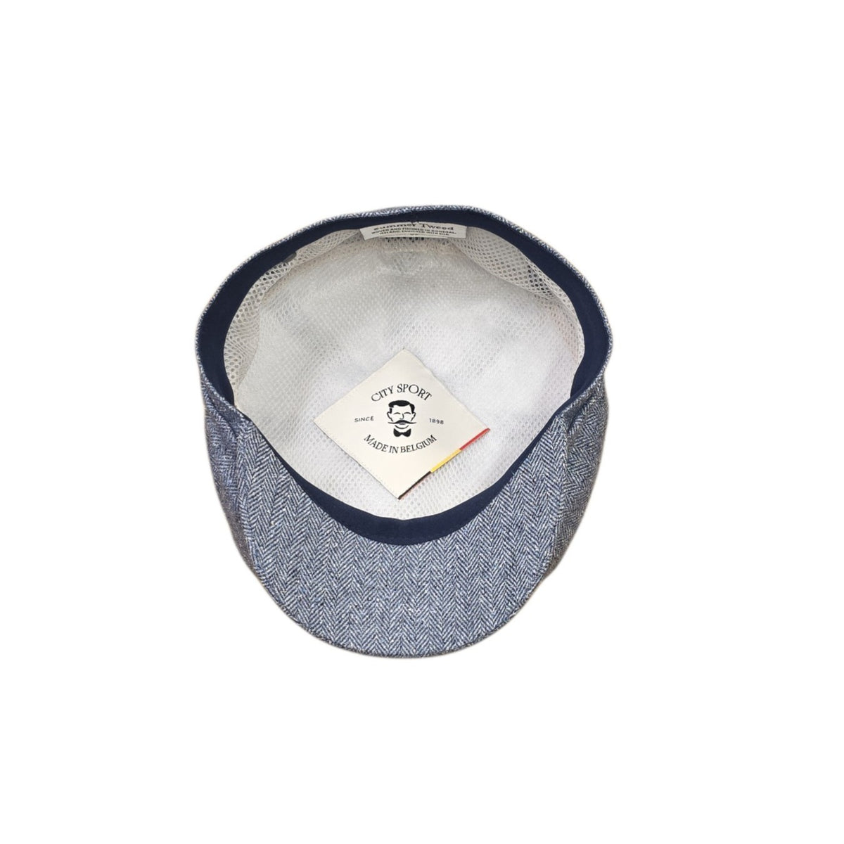 City Sport Fulham Urban Baker Boy Cap 100% Silk – Blue Herringbone