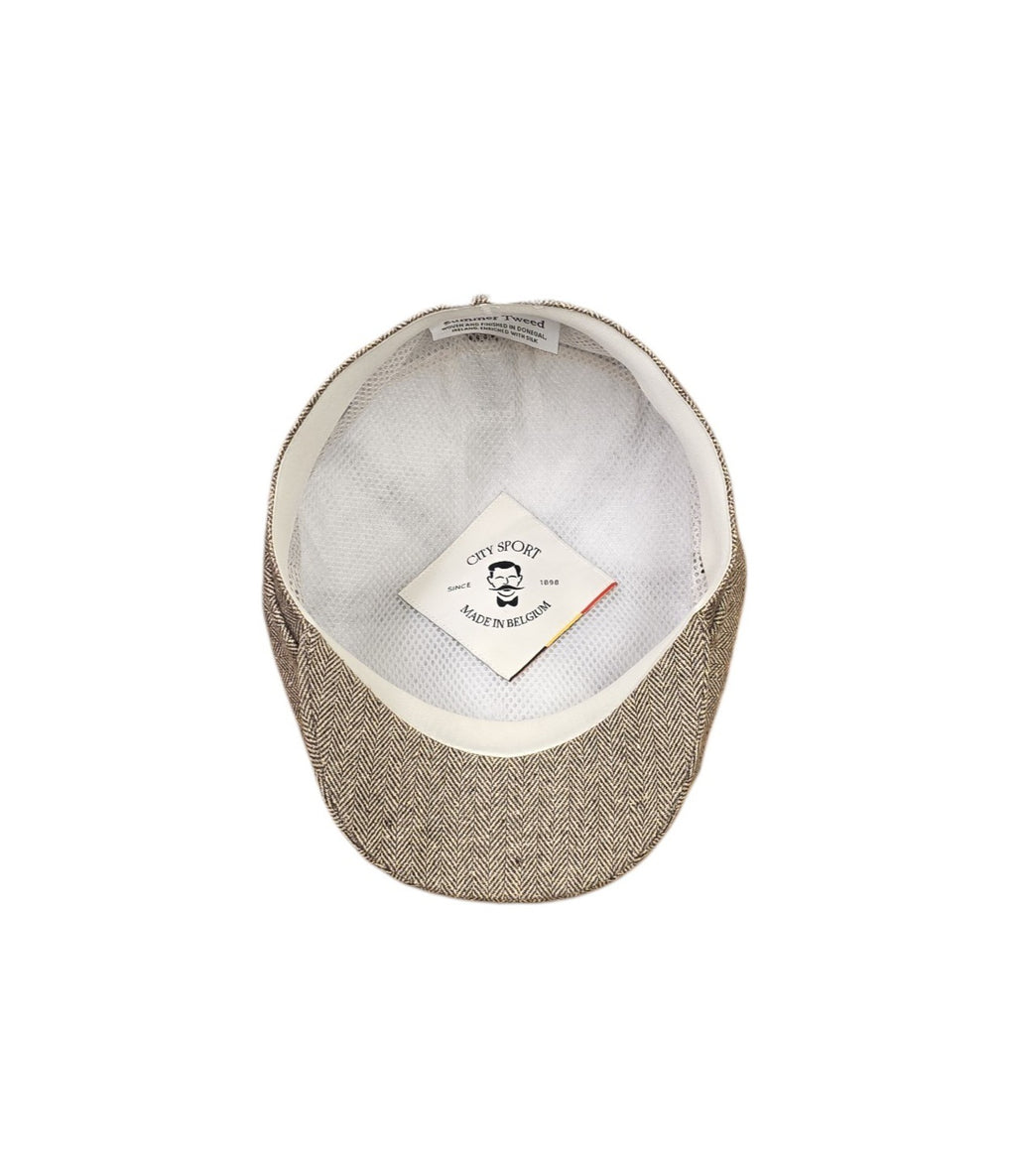 City Sport Fulham Urban Baker Boy Cap 100% Silk – Fawn Herringbone