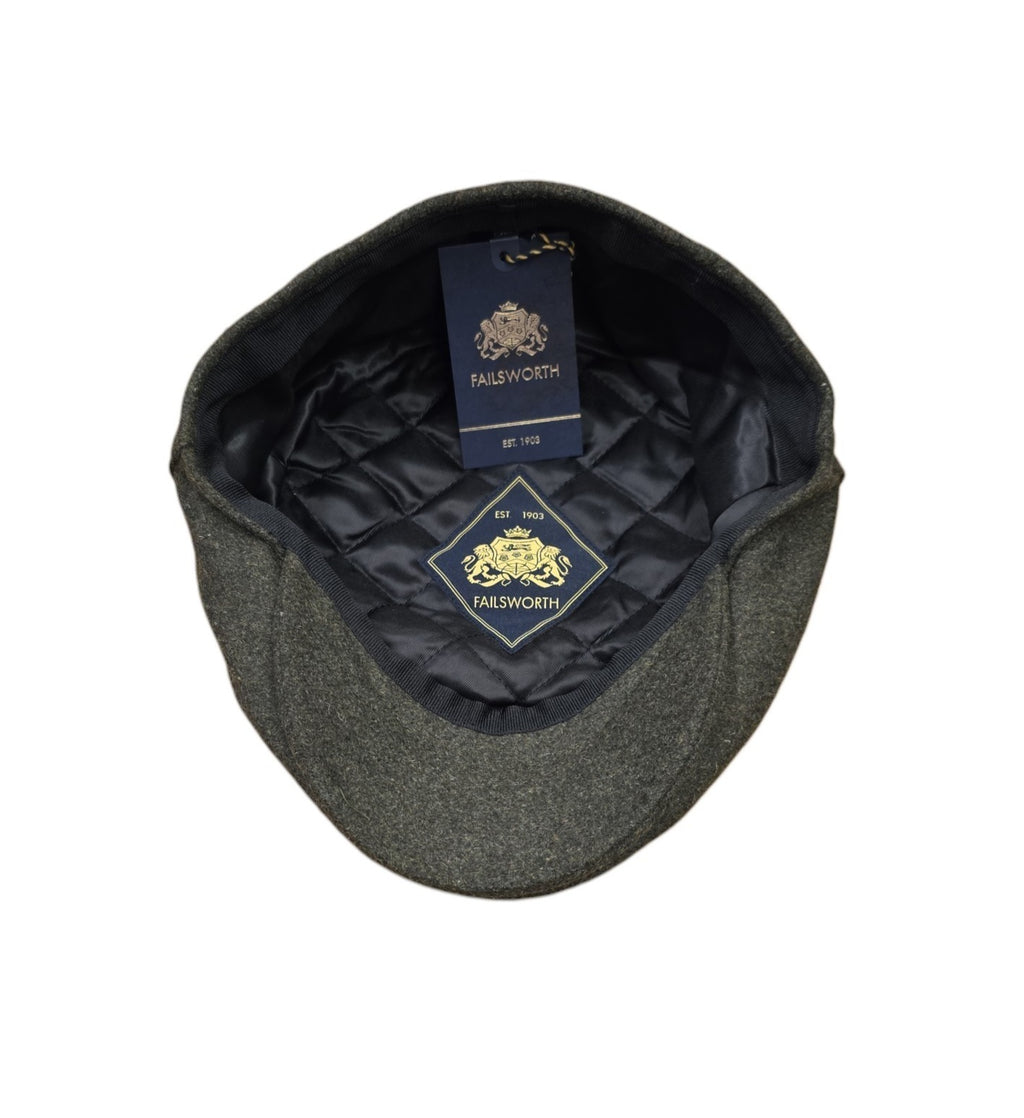 Failsworth London Cheesecutter Wool Melton Flat Cap – Loden Green
