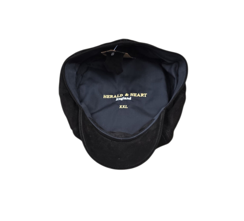 Herald and Heart Rutland Urban Baker Boy Cap - Black Suede Leather